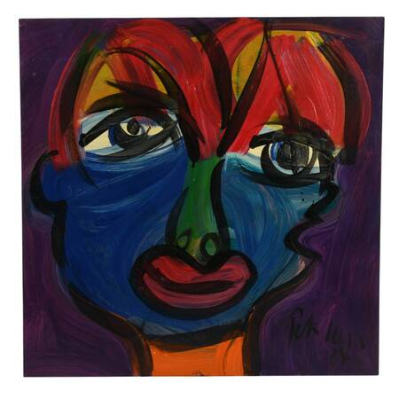 Signed Peter Keil "Untitled" Mixed Media on Masonite