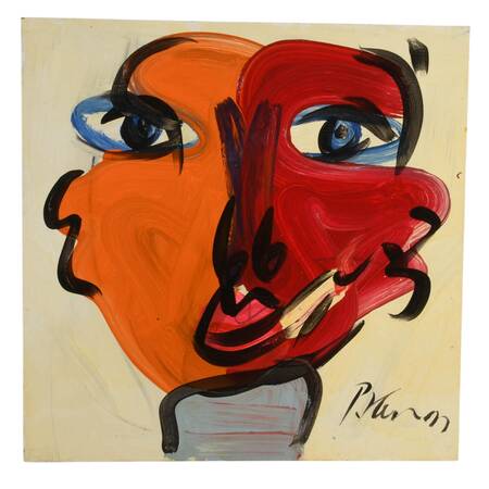 Signed Peter Keil "Burning Conversation" Mixed Media on Masonite