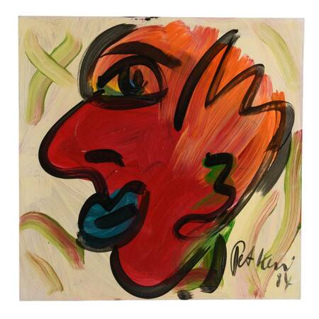 Signed Peter Keil "Neon Mood Swing" Mixed Media on Masonite