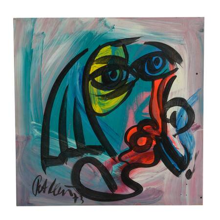 Signed Peter Keil "Untitled, 1973" Mixed Media on Masonite