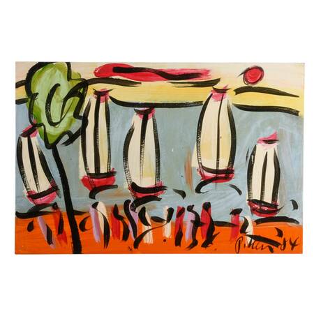 Signed Peter Keil Sunset Shoreline Mixed Media on Masonite