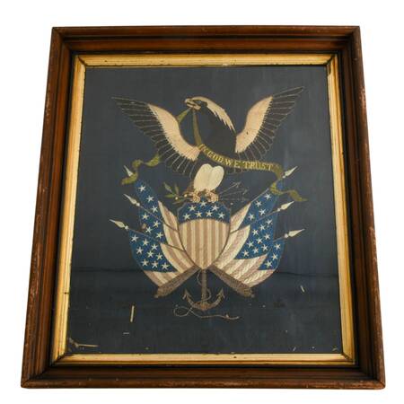 Framed "Sailor's Farewell" World War I Silk Embroidery Souvenir