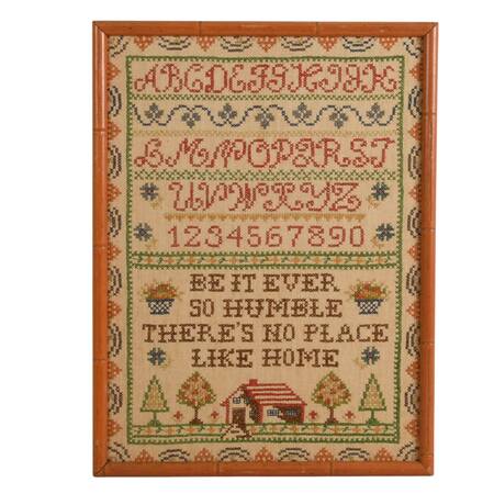Framed Vintage Needlepoint Cross-Stitch Sampler