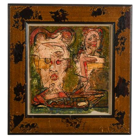 Framed Untitled Mixed-Media on Paper Signed by Alexander Gore