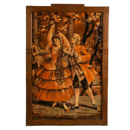 Framed Woven Jacquard Rococo Dancing Scene Tapestry