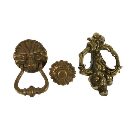 Grouping of Three Brass Architectural Door Knockers