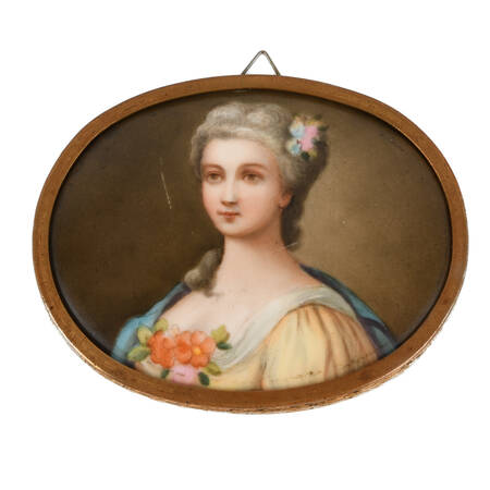 Miniature Baroque Portrait on Porcelain