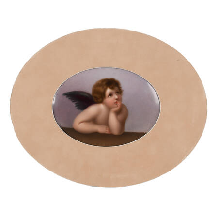 Antique Porcelain Hand-Painted KPM Plaque of an Angel