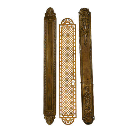 Grouping of Three Architectural Brass Push Plate Panels