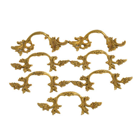 Lot of Seven French Ormolu Architectural Hardware Drawer Pulls