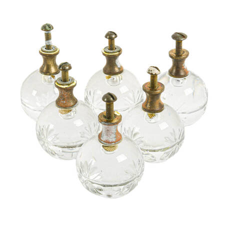 Lot of Six Antique Glass Knobs