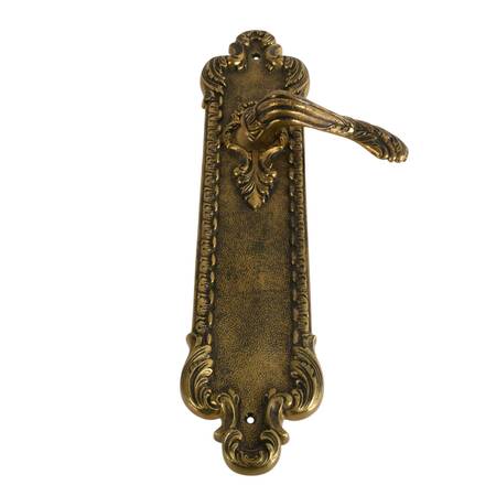 Vintage Ornate Spanish Bronze Door Handle with Plate