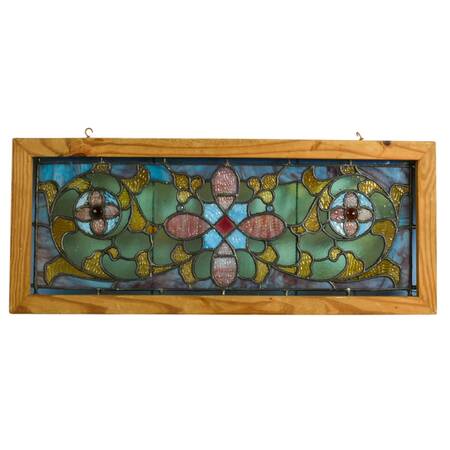 Vintage Stained-Glass Window Panel