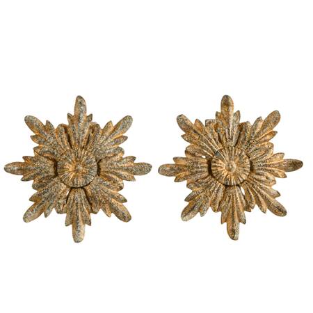 Pair of Neoclassical Italian Tole Flowers Curtain Tiebacks