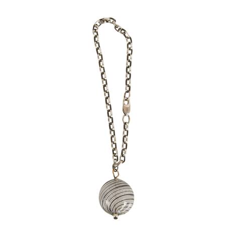 Sterling Murano Blown Glass Charm Bracelet