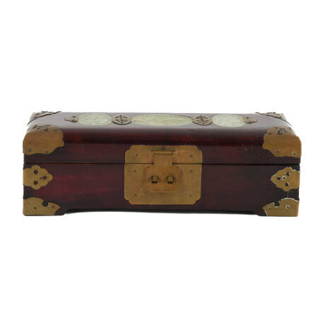 Jade Inlay Music Box with Silk Interior Lining