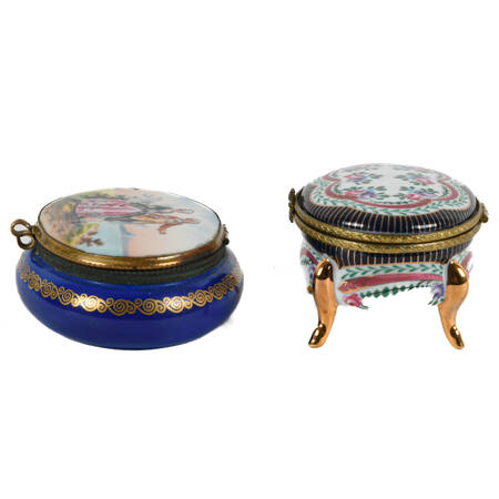 Antique Pair of Hand-Painted Dresser Boxes