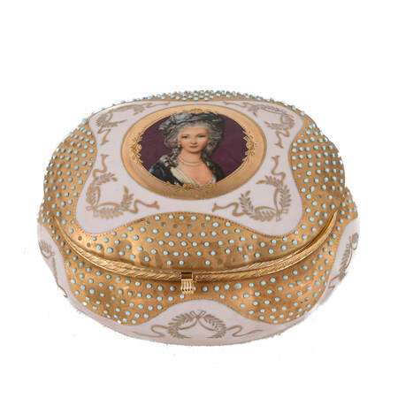 Vintage Ardalt Jeweled Moriage Portrait Powder Box