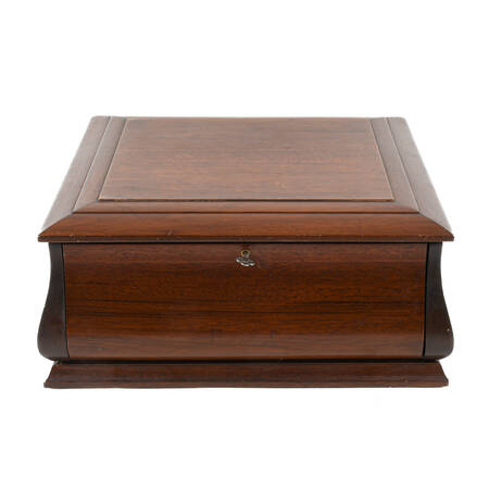 Large Mahogany and Ornate Brass Handle Jewelry Casket