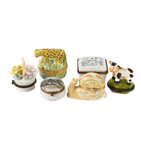 Grouping of Five Whimsical Trinket Boxes
