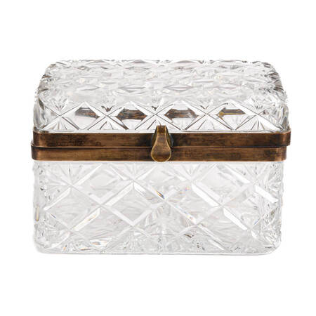Antique French Cut Crystal and Ormolu Jewelry Casket Box