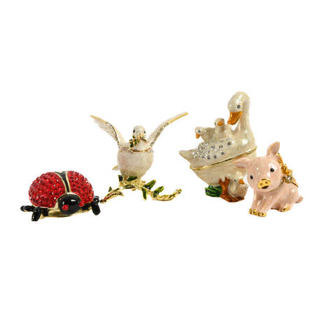 Grouping of Four Figural Jeweled Boxes