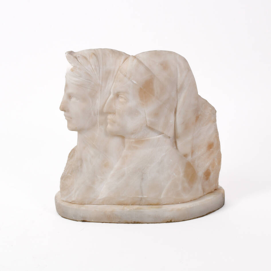 Alabaster Dante and Beatrice Profile Bust