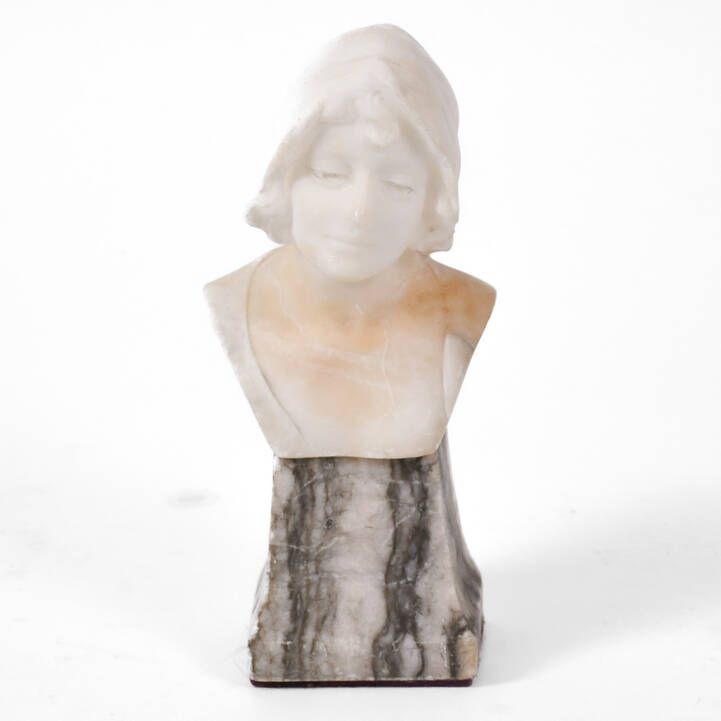 Art Deco Signed E. Beck Bust of Woman on Marble Base