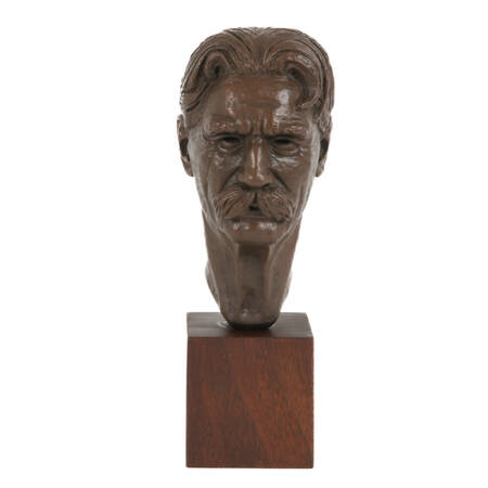 Albert Schweitzer Mini Bust on Wood Base After Leo Cherne