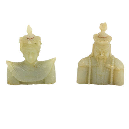 Pair Chinese Carved Nephrite Emperor and Empress Figures