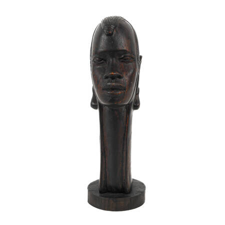 African Kenyan Carved Wood Figural Bust