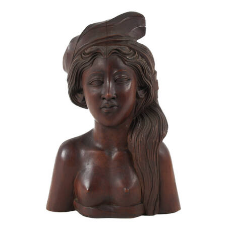Carved Wood Balinese Bust