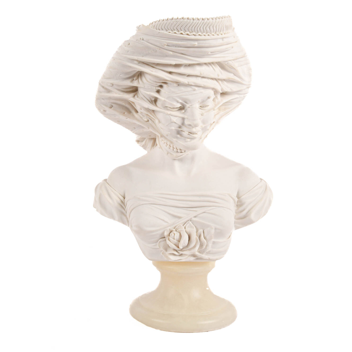 Signed A. Giannelli 2004 "Lady in Veil" Mixed Media Bust