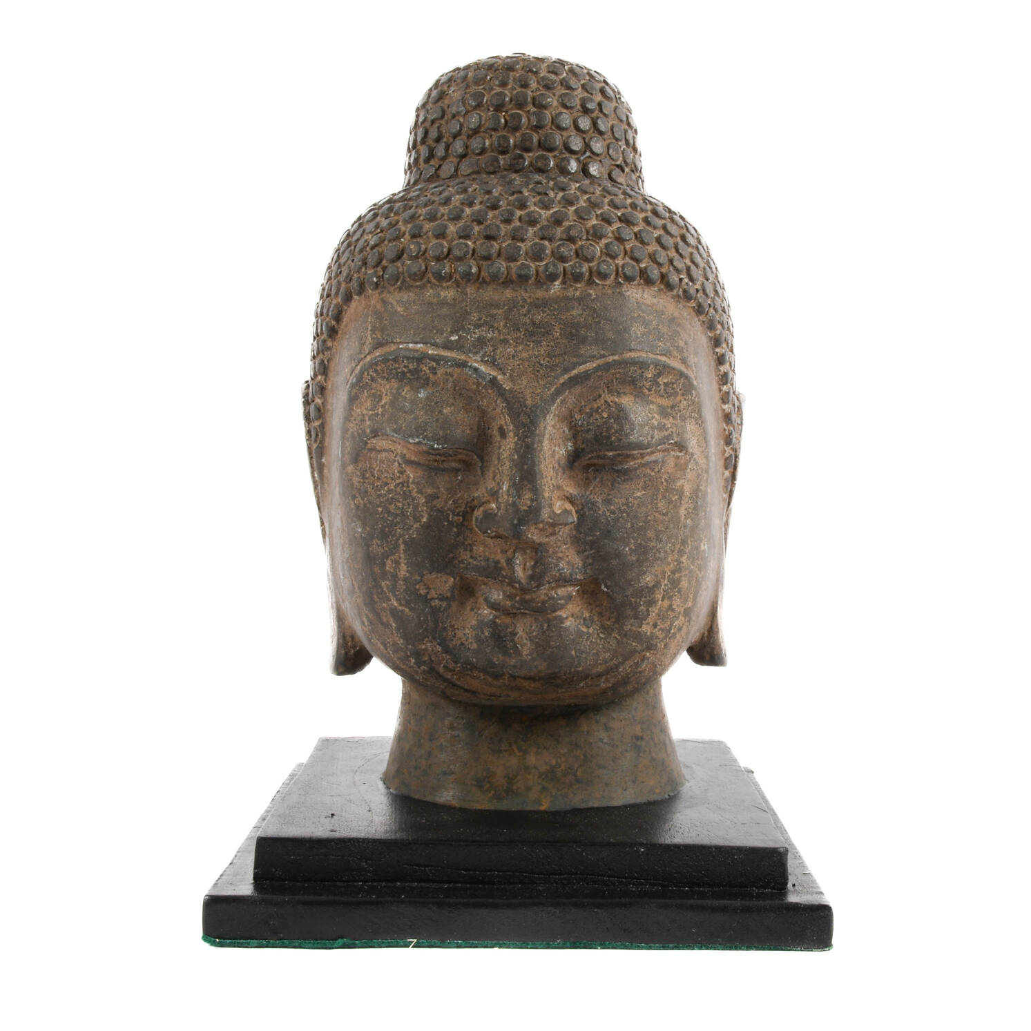 Carved Stone Buddha Head with Base