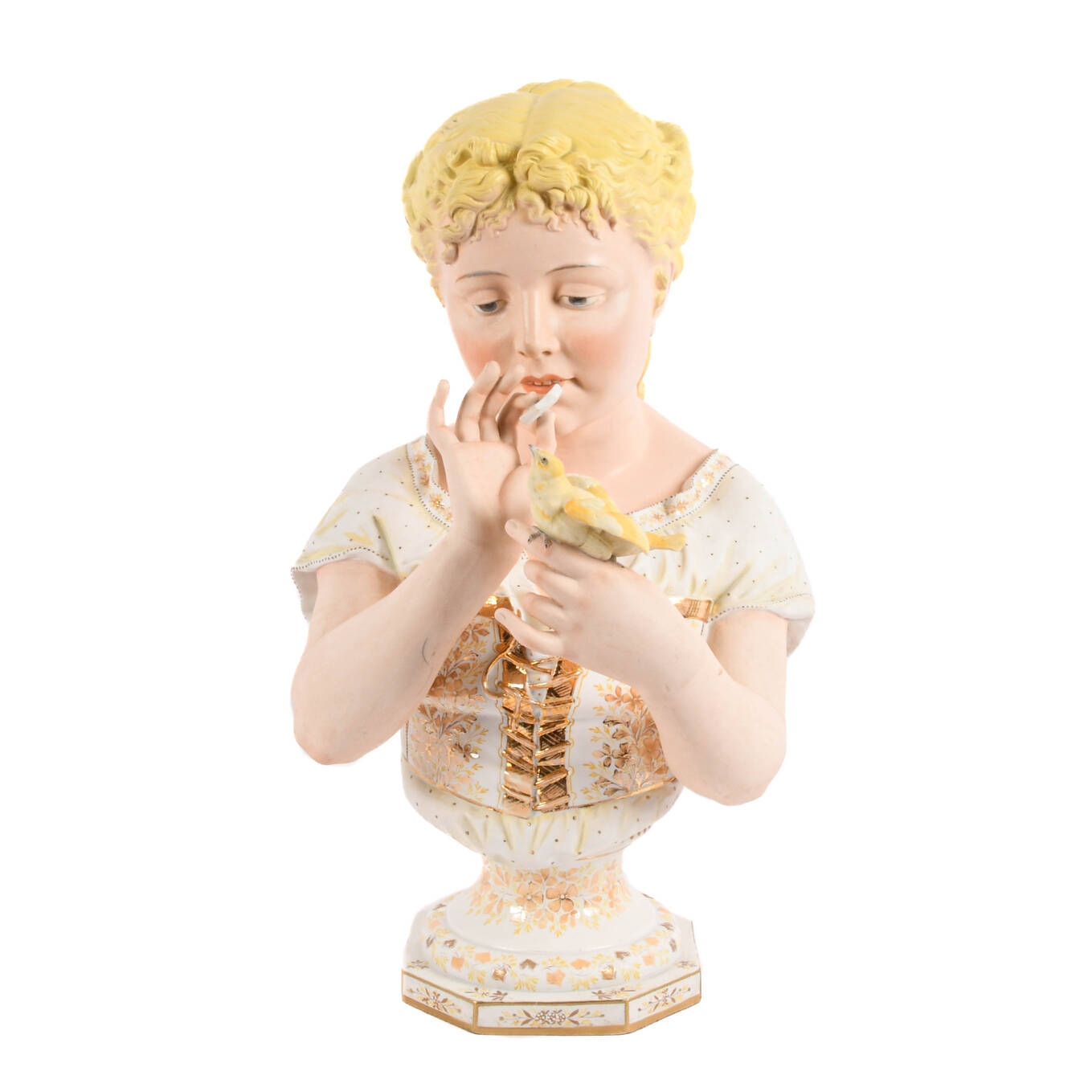 Antique Bisque Whispers to a Bird Bust