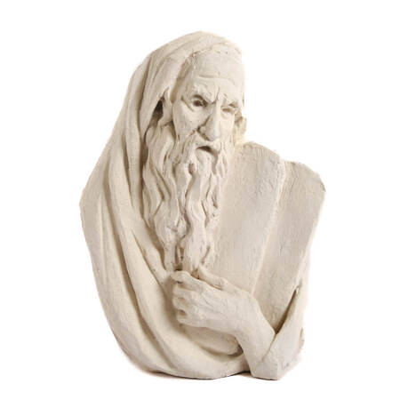 Mid-Century Modern Signed A. Bergier Plaster Bust of Moses