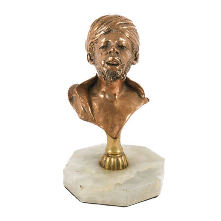 Gilt Bronze Figural Man Bust on Marble