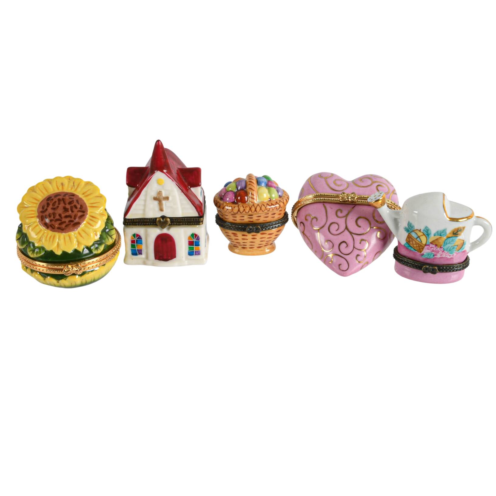 Grouping of Five Figural Trinket Boxes