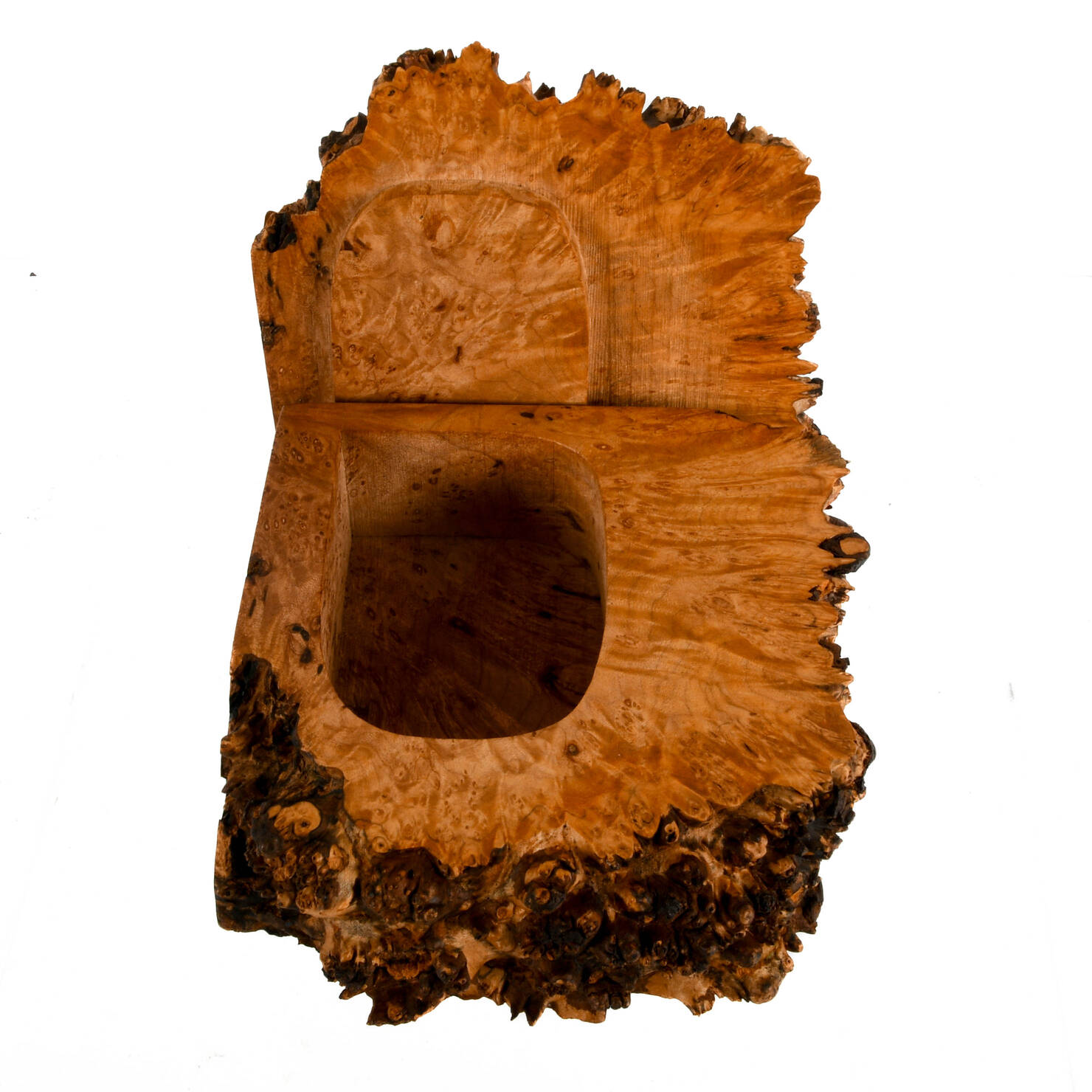 Signed Michael Elkan Hand-Carved Maple Burlwood Box