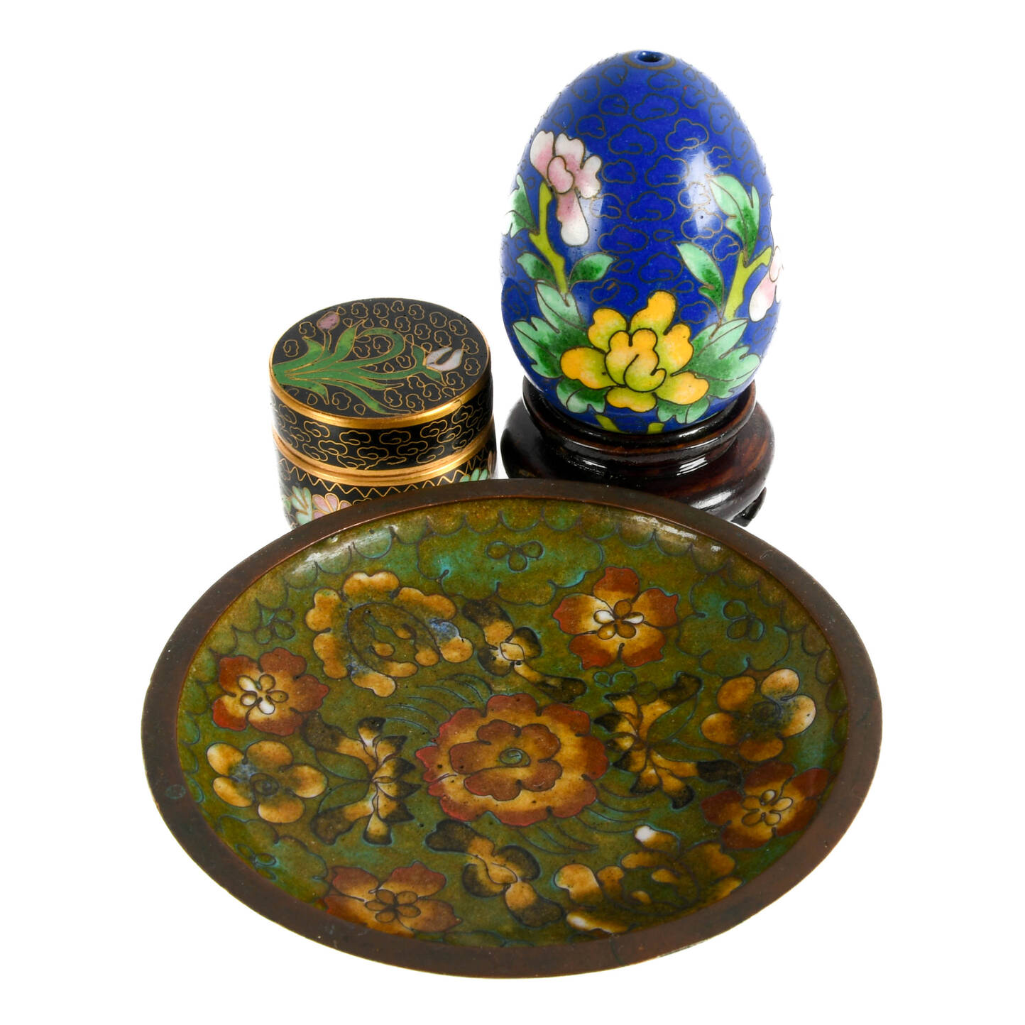 Grouping of Three Chinese Cloisonné Trinkets