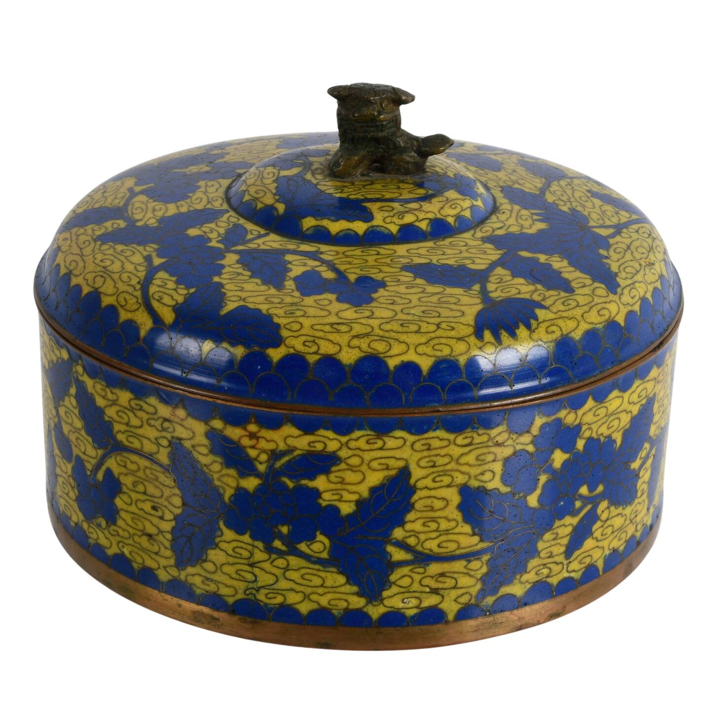 Chinese Cloisonné Blue and Yellow Trinket Box