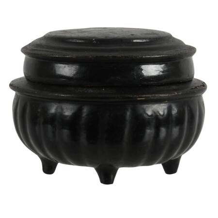Antique Burmese Black and Red Lacquered Wood Altar Offering Box