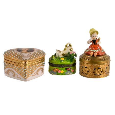 Trio of Porcelain Trinket Boxes