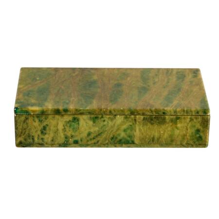 Hand-Carved Italian Green Alabaster Marble Box
