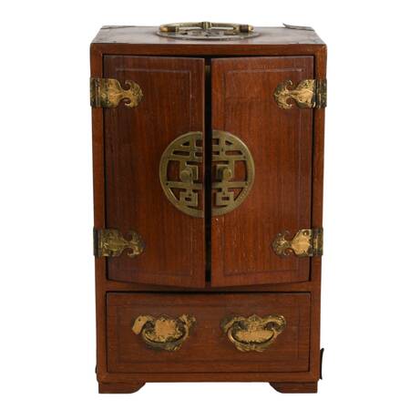Chinese Wood and Brass Jewelry Box
