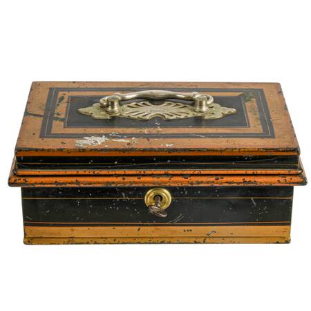 Victorian Toleware Metal Change Box