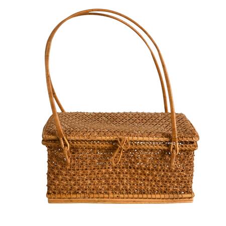 Antique Hand-Woven Rattan Potluck Basket