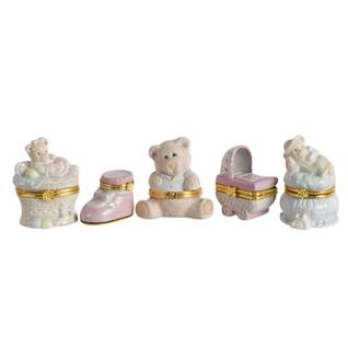 Five-Piece Porcelain Baby Girl Trinket Boxes