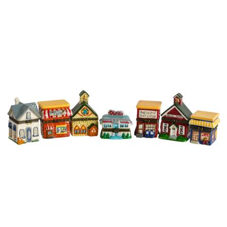 Seven Porcelain Town Folk Jewelry Boxes