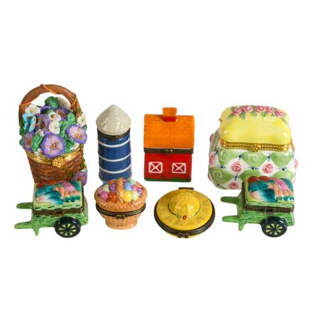 Eight Porcelain Summer Fun Trinket Boxes